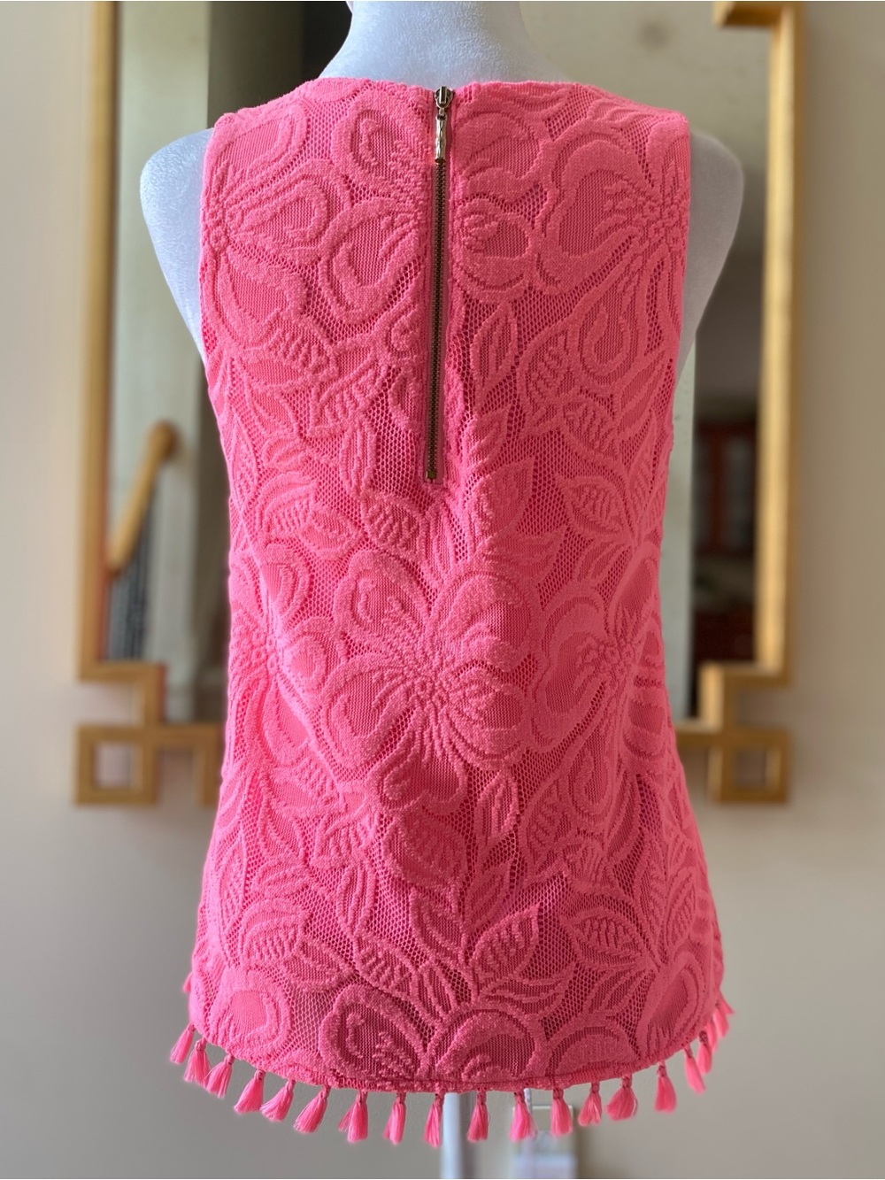 Lilly Pulitzer Maybelle Top Coral Wildflower Lace XS hot pink - Picture 3 of 16